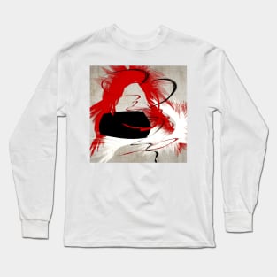 fly black red white abstract geometric digital painting Long Sleeve T-Shirt